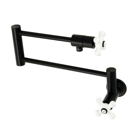 Kingston Brass KS4100PX Metropolitan Wall Mount Pot Filler, Matte Black KS4100PX
